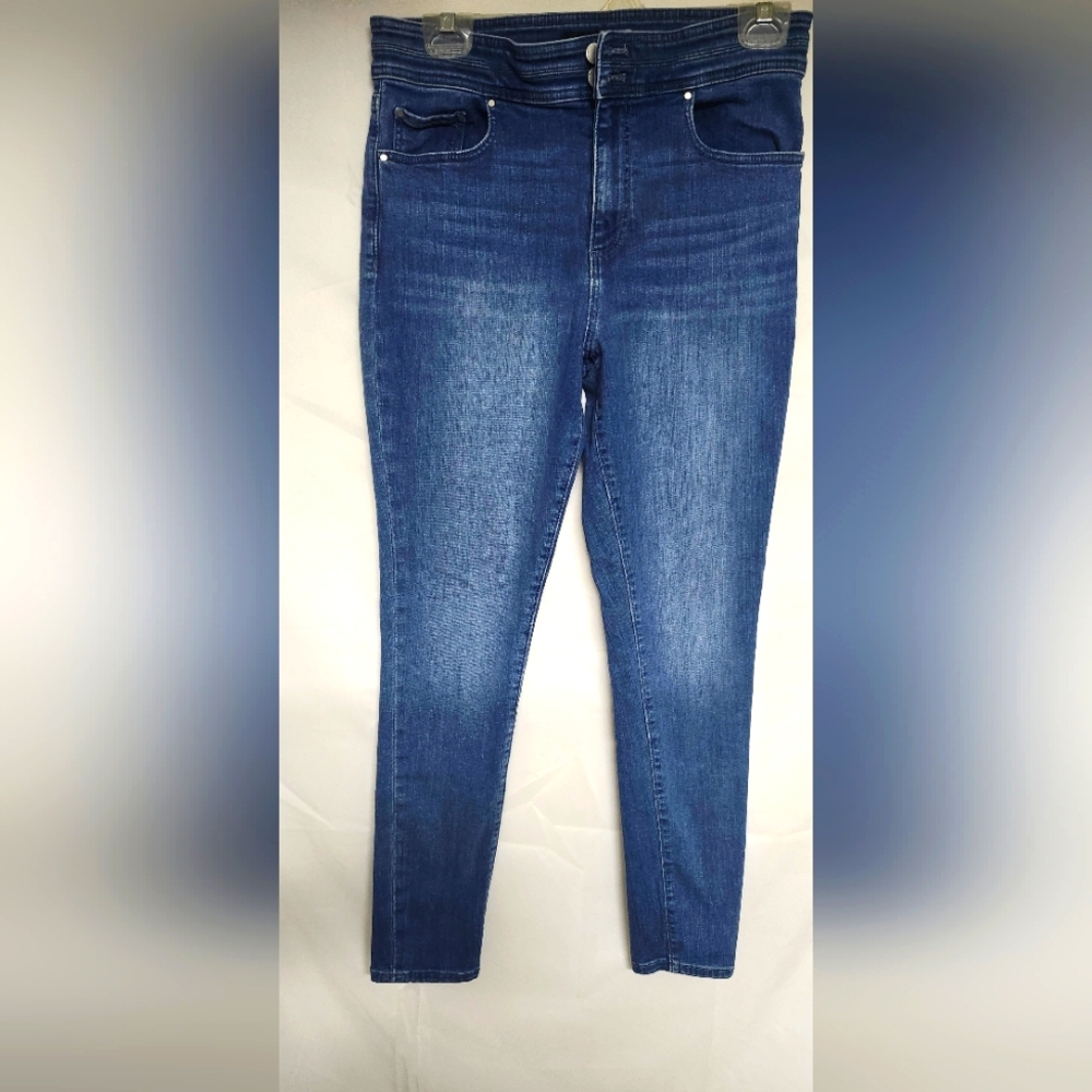 Ann Taylor Blue Skinny Jeans with Subtle Whiskering
